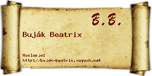Buják Beatrix névjegykártya